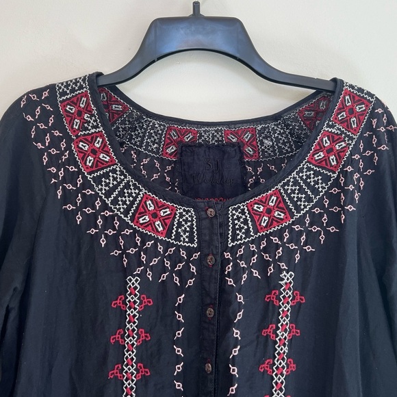 Johnny Was Embroidered 'Ava Peasant Dress’ Cotton/Silk Blend, size L - Picture 6 of 9